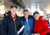 Left to right, Bill Warren (Army Ranger), Harold Williams (Big Red 1 Division) and Ralph Avery (Navy- Flotilla Tanks) are “Omaha Beach Breakfast Club” members. On D-Day — June 6, 1944, they landed on Omaha Beach in Normandy before 7 a.m. and didn’t get to have breakfast. So their group meets from time to time for breakfast. They are among the veterans set for a Patriot Flight to Washington on May 10.